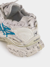 Balenciaga White and Blue Graffiti Runner Sneakers