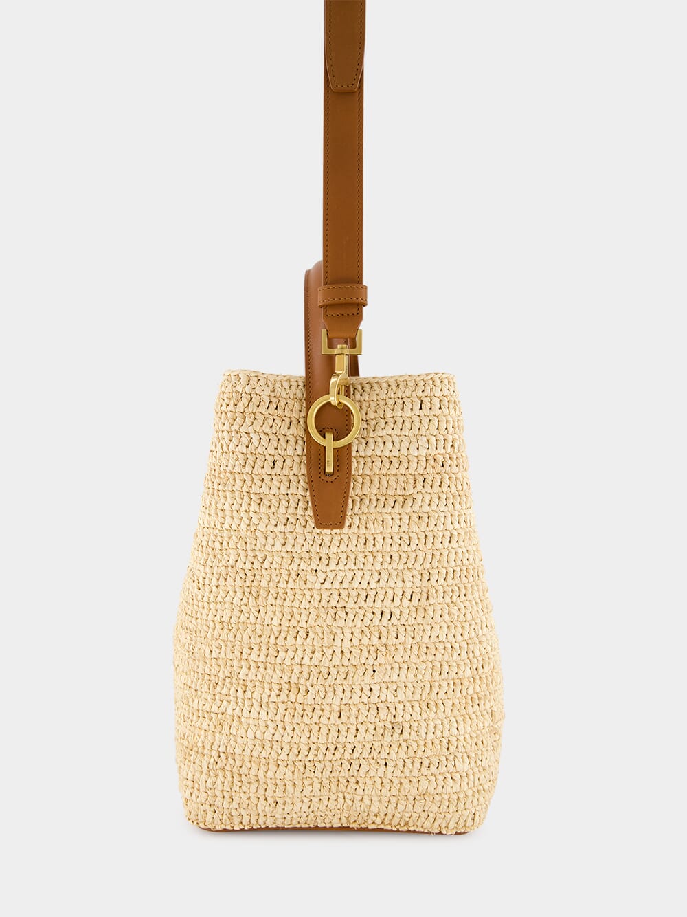 Le 37 Woven Raffia and Leather Bucket Bag