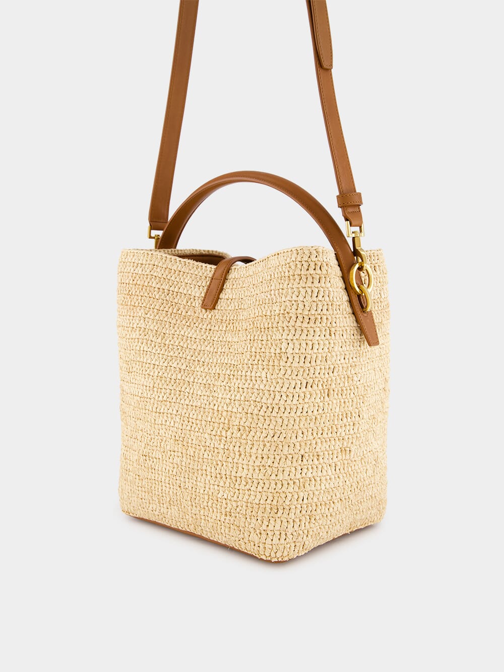 Le 37 Woven Raffia and Leather Bucket Bag