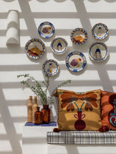 House of Capricorn Teles Mustard Cotton Linen and Chenille Embroidered Cushion