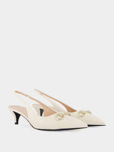 Gucci White Horsebit Slingback 45mm Pump