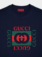 Gucci Navy Cotton T-Shirt with Print
