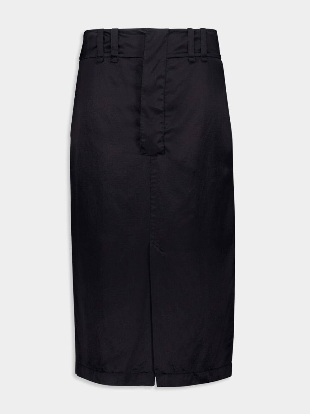 Black Silk Midi Skirt