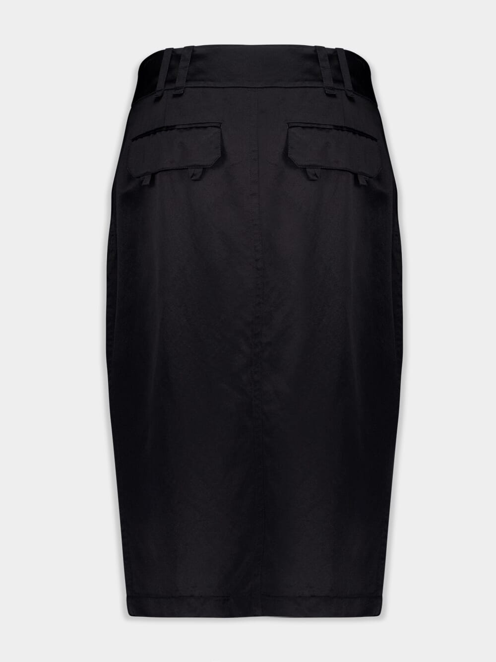 Black Silk Midi Skirt