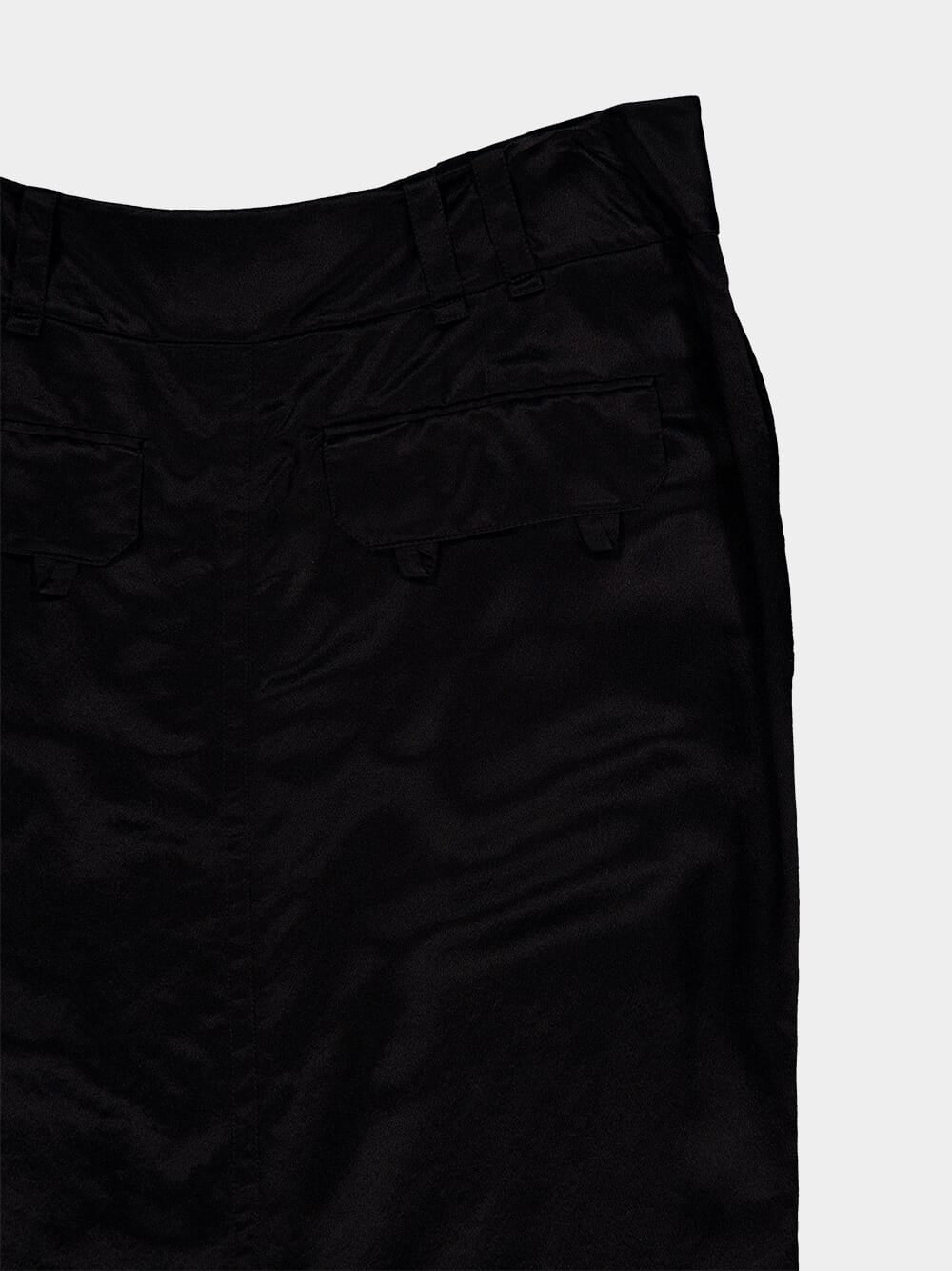 Black Silk Midi Skirt