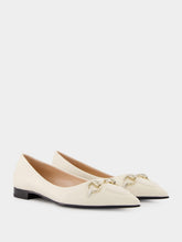 Gucci White Leather Horsebit Ballet Flats