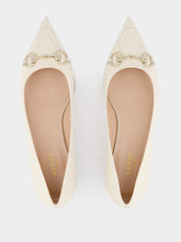 Gucci White Leather Horsebit Ballet Flats