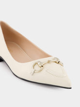 Gucci White Leather Horsebit Ballet Flats