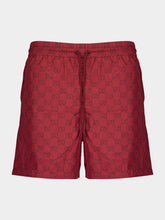 Gucci Maxi Gucci Print Burgundy Swim Shorts