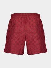 Gucci Maxi Gucci Print Burgundy Swim Shorts