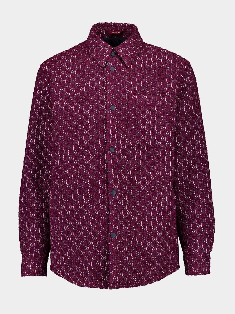 Burgundy Wool Jacquard Shirt with GG Shadow