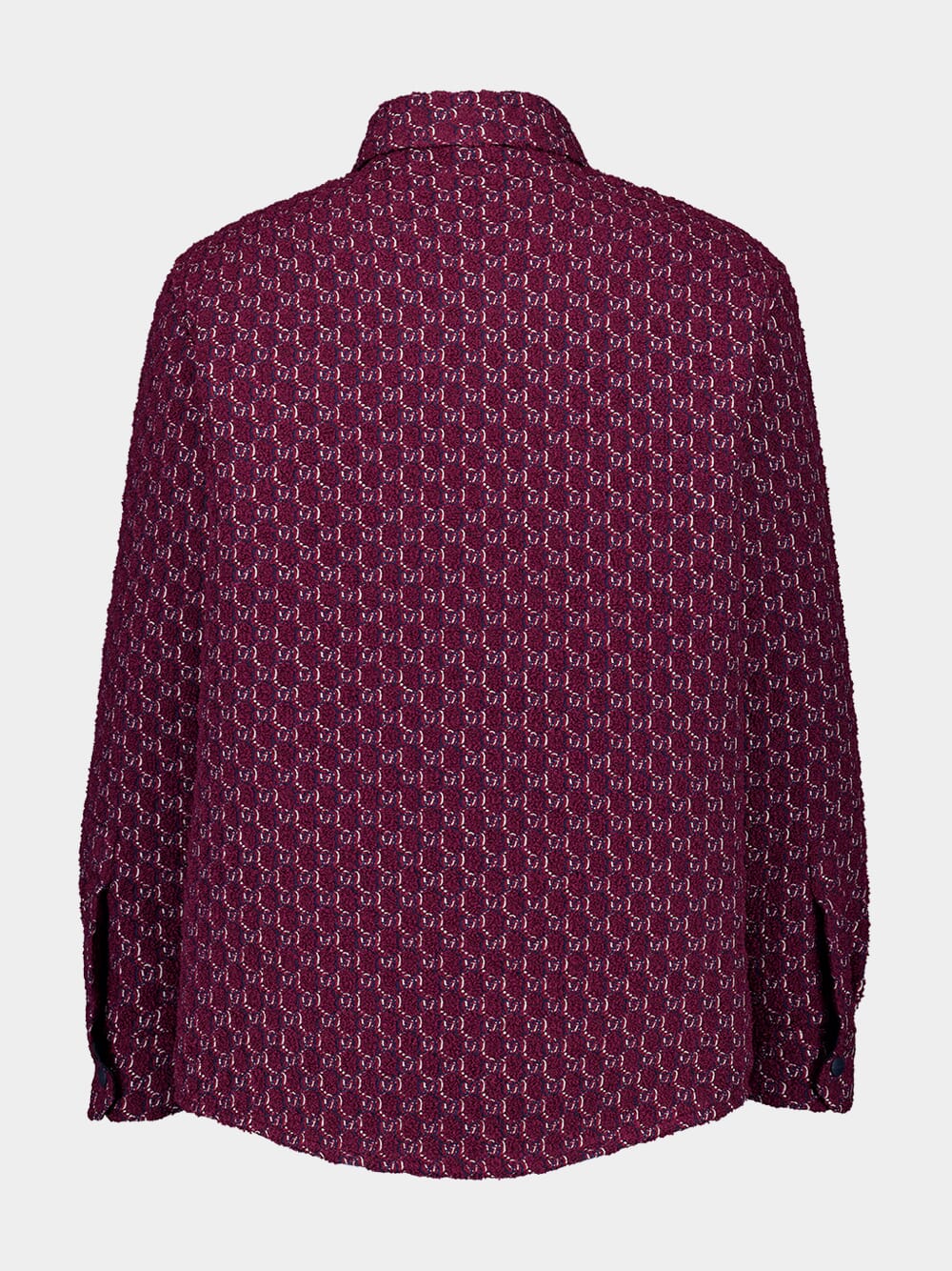 Burgundy Wool Jacquard Shirt with GG Shadow