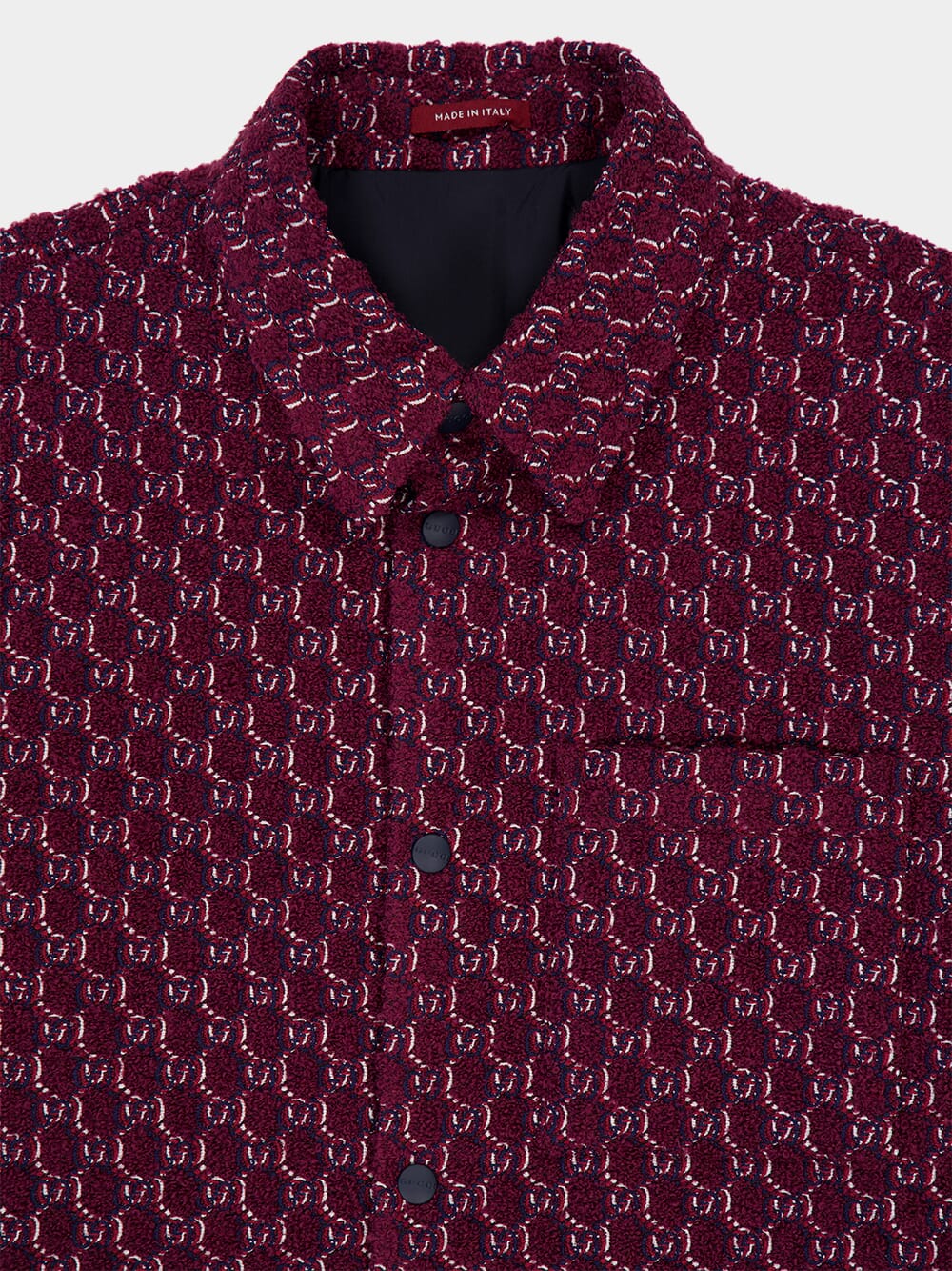 Burgundy Wool Jacquard Shirt with GG Shadow