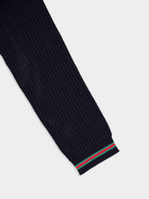 Gucci Navy Ajour Cotton Knit Cardigan with Web