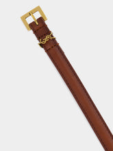 Saint Laurent Cassandre Extra Thin Leather Belt in Dark Wet Clay