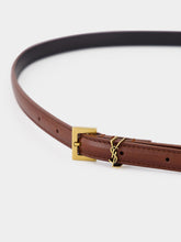 Saint Laurent Cassandre Extra Thin Leather Belt in Dark Wet Clay