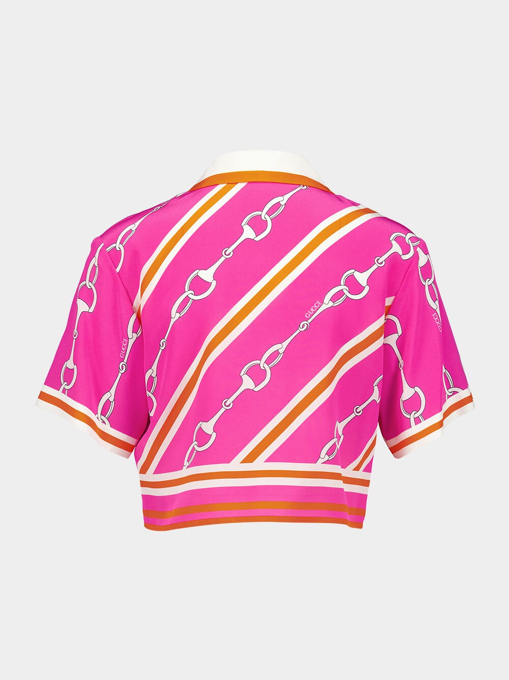 Horsebit Stripe Print Silk Shirt