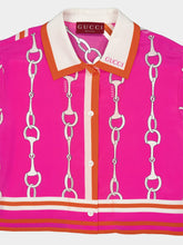 Gucci Horsebit Stripe Print Silk Shirt