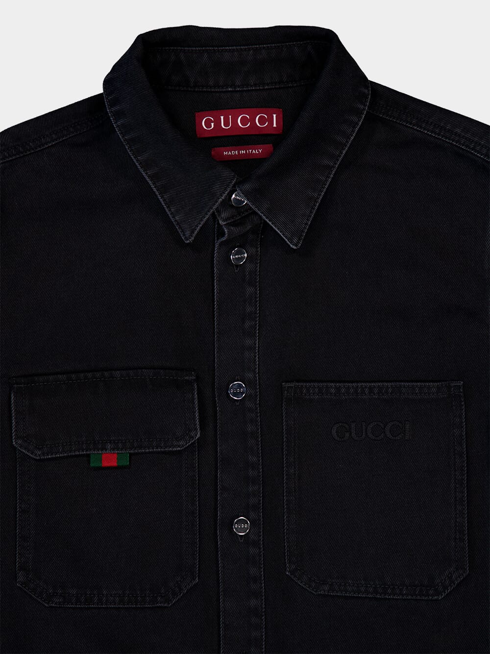 Dark Grey Denim shirt with Gucci embroidery