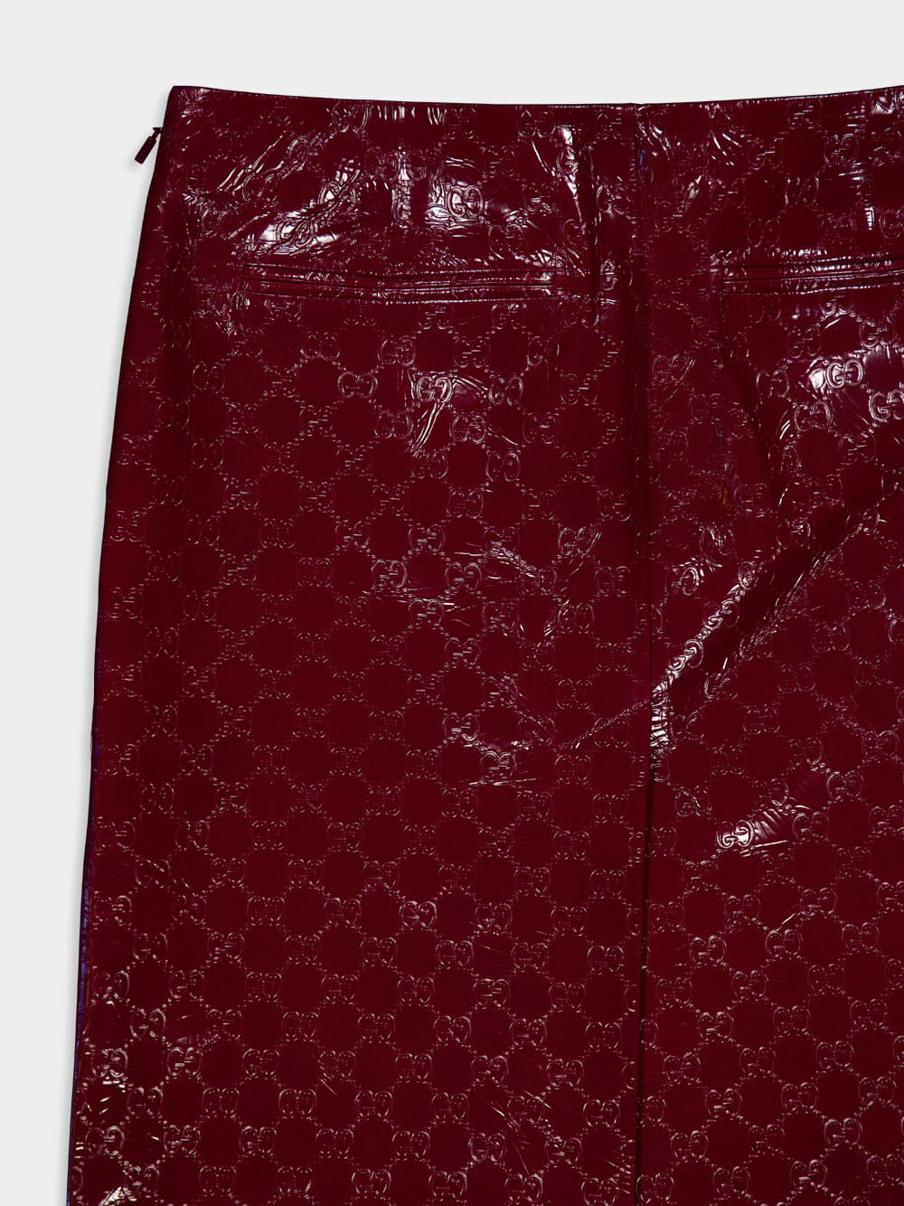 Rosso Ancora GG Embossed Shiny Leather Skirt