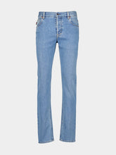Gucci Blue Washed Denim Jeans with Web Detail