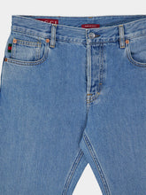 Gucci Blue Washed Denim Jeans with Web Detail