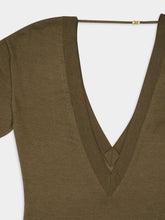 Saint Laurent Olive Green V-Neck Bodysuit