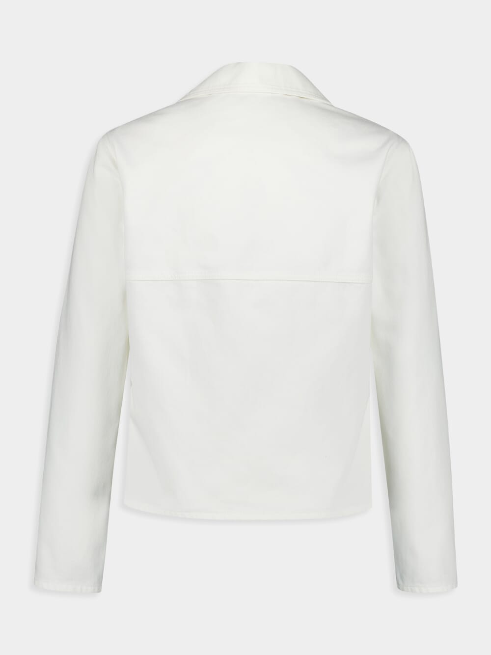 White Denim V-Neck Shirt with Strings