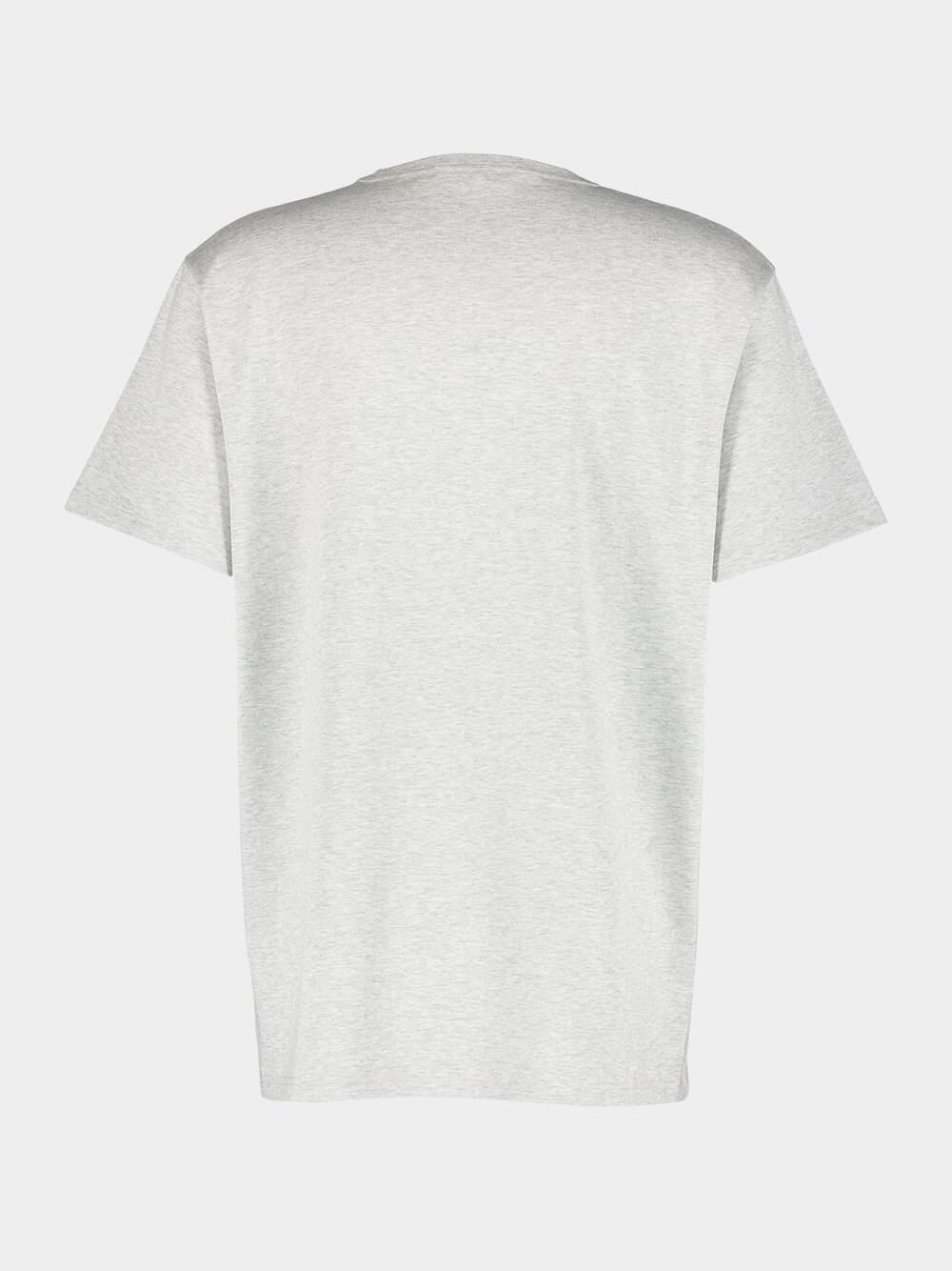 Logo Print Pale Grey Cotton T-Shirt