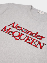 Alexander McQueen Logo Print Pale Grey Cotton T-Shirt