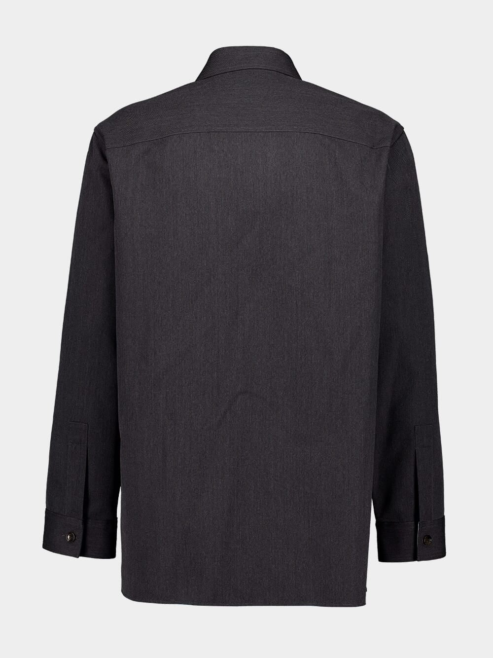 Dark Grey Wool Embroidered Shirt