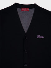 Gucci Black Double Wool Cardigan with Embroidery