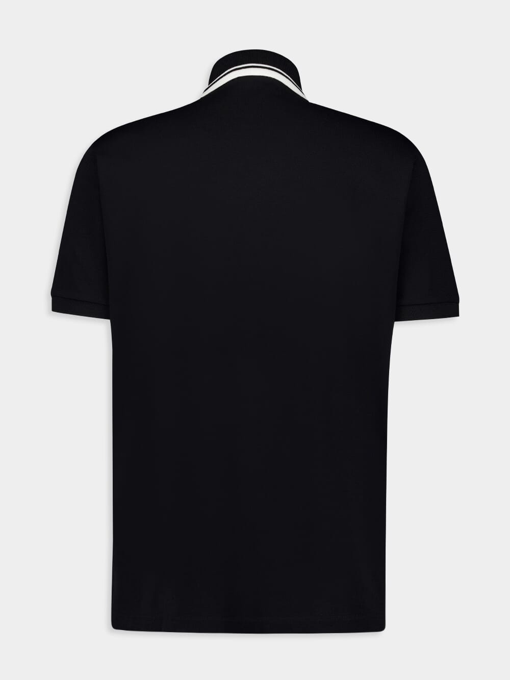 Black Cotton Polo Shirt with Web