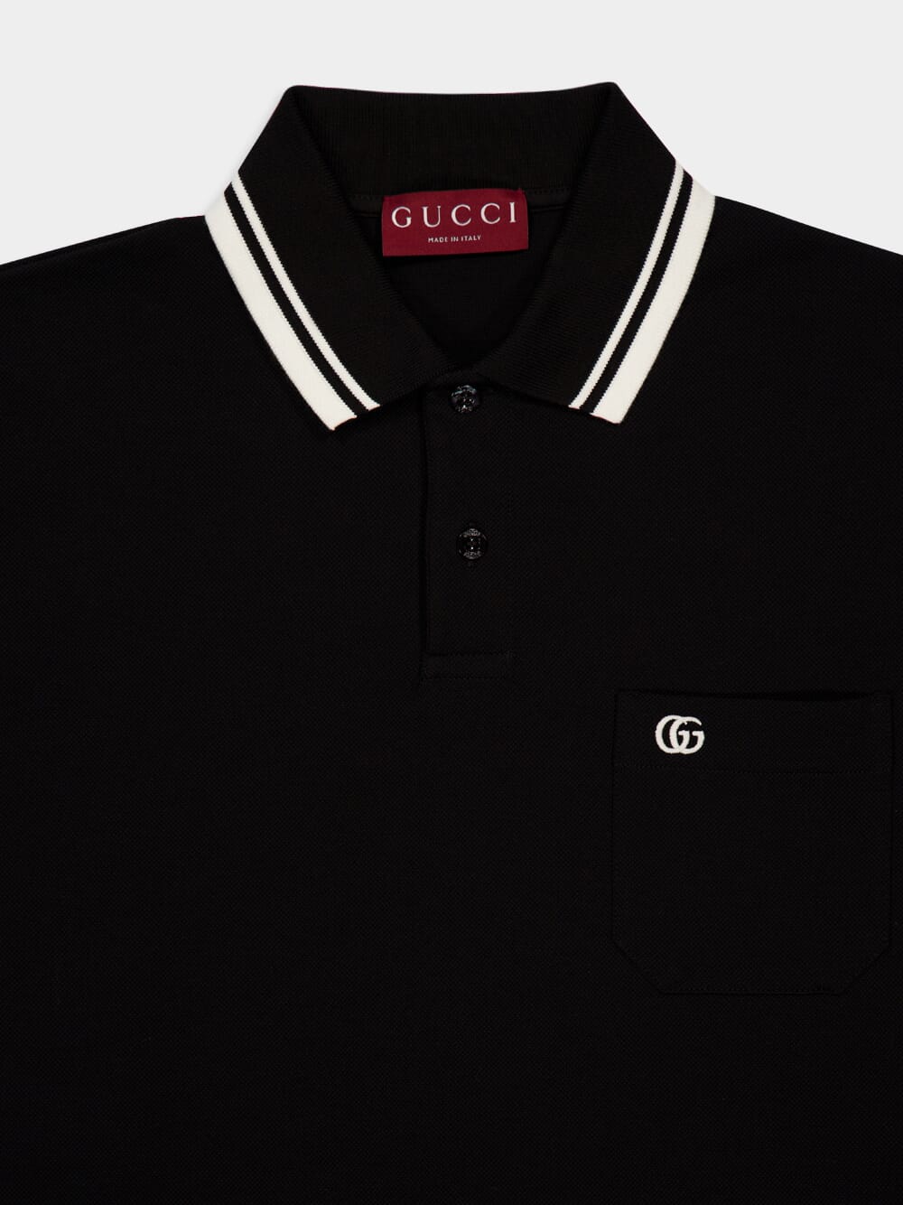 Black Cotton Polo Shirt with Web