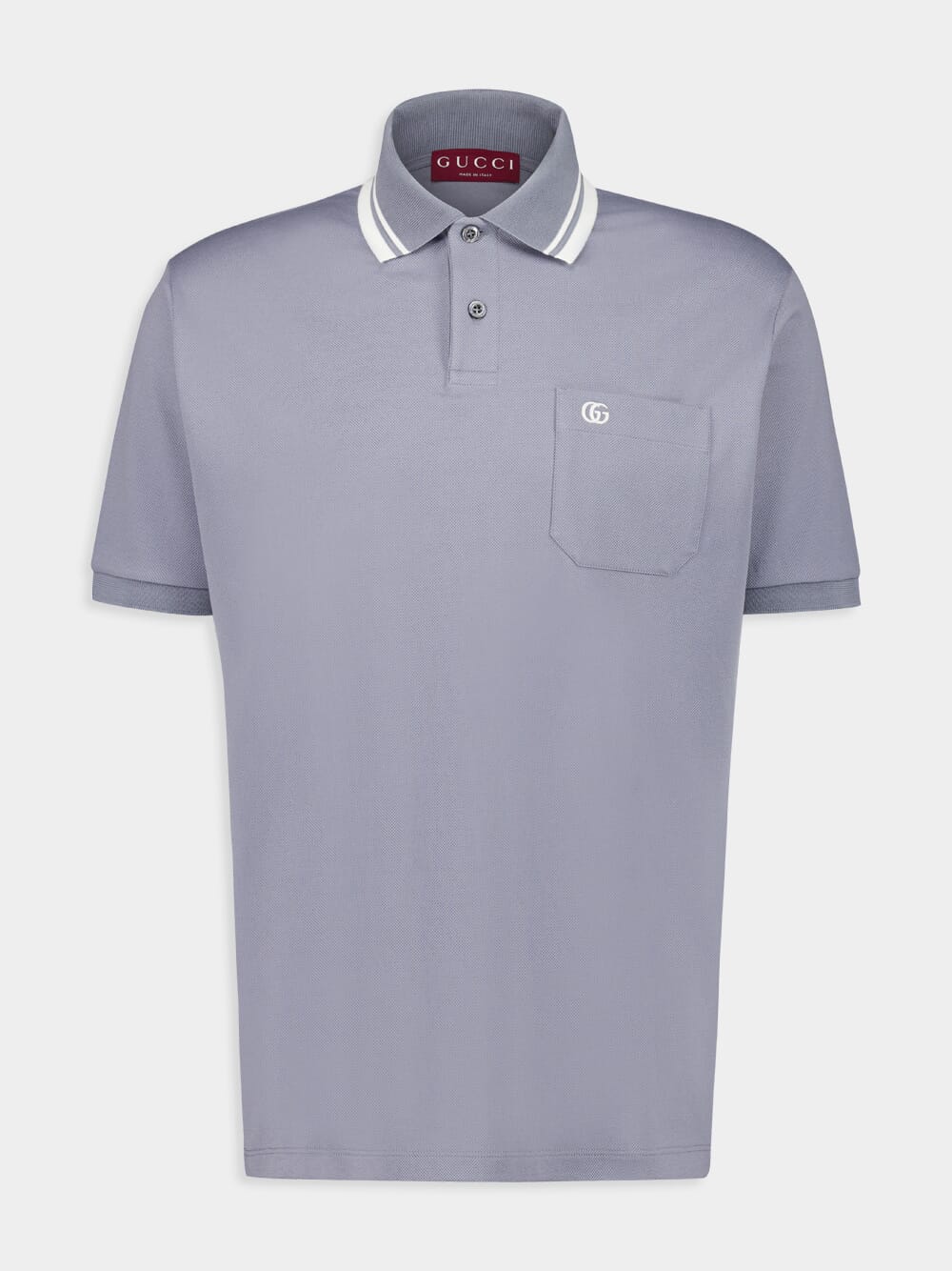 Light Grey Cotton Polo Shirt with Web