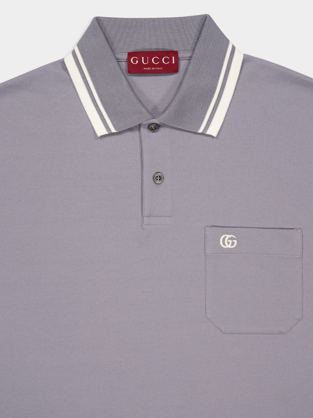 Light Grey Cotton Polo Shirt with Web