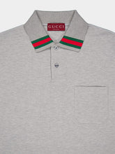Gucci Grey Cotton Polo Shirt with Web