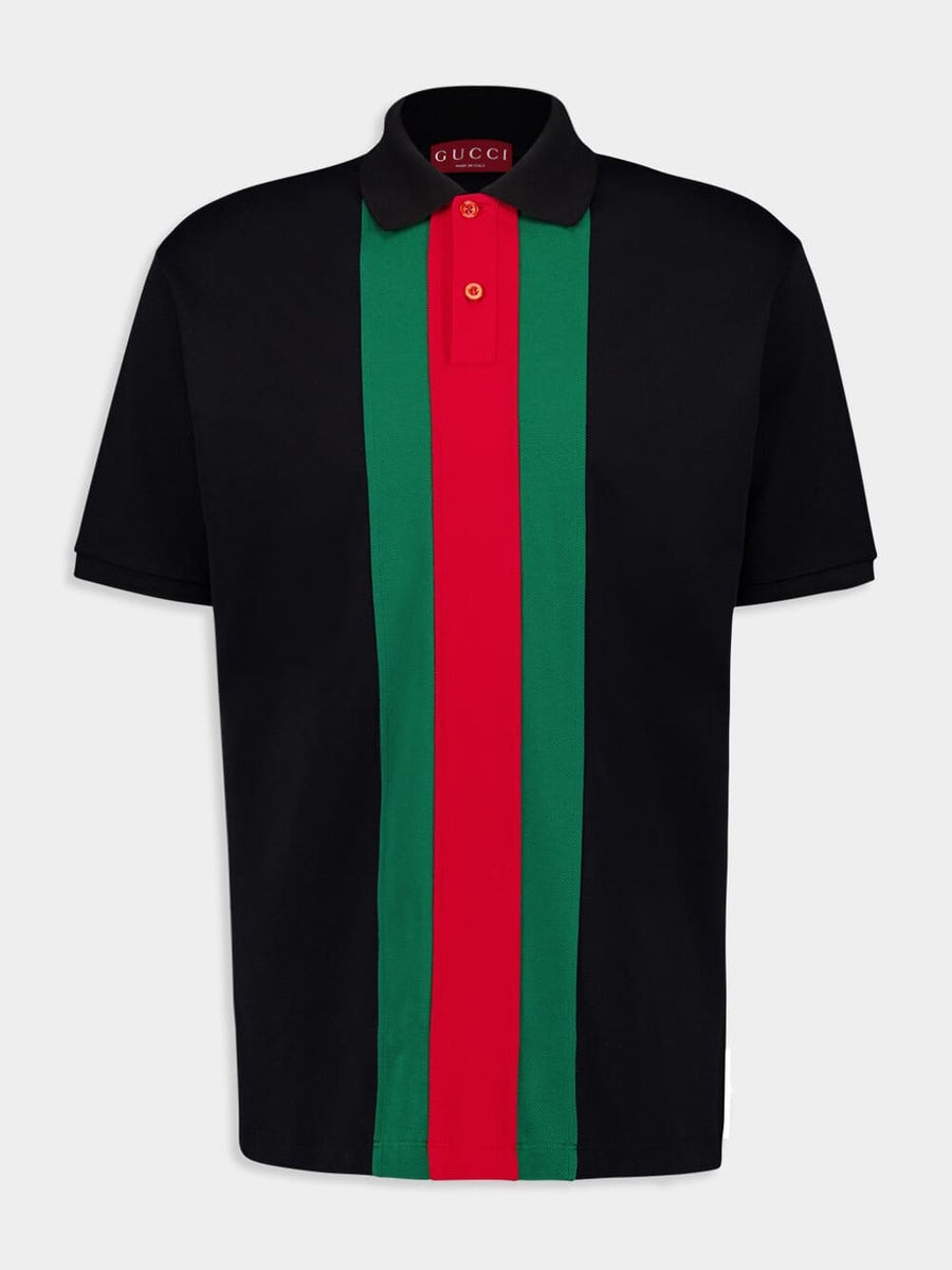 Short Sleeve Camisas Tipo Polo Gucci Gucci Black Cotton Polo Shirt