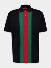 Gucci Black Cotton polo shirt with Web