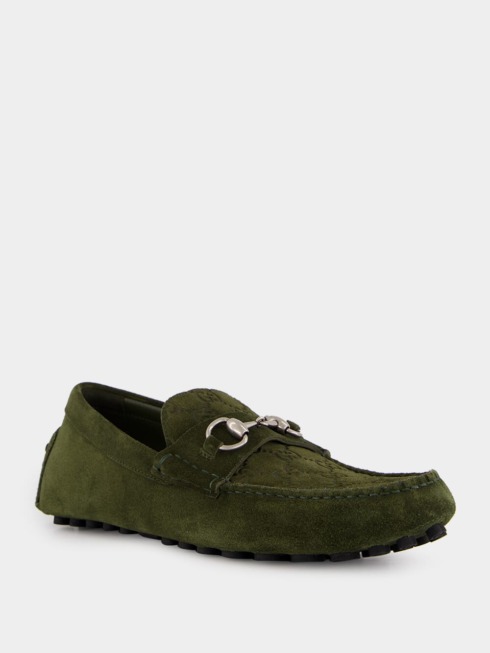 Dark Green Suede Horsebit Driver