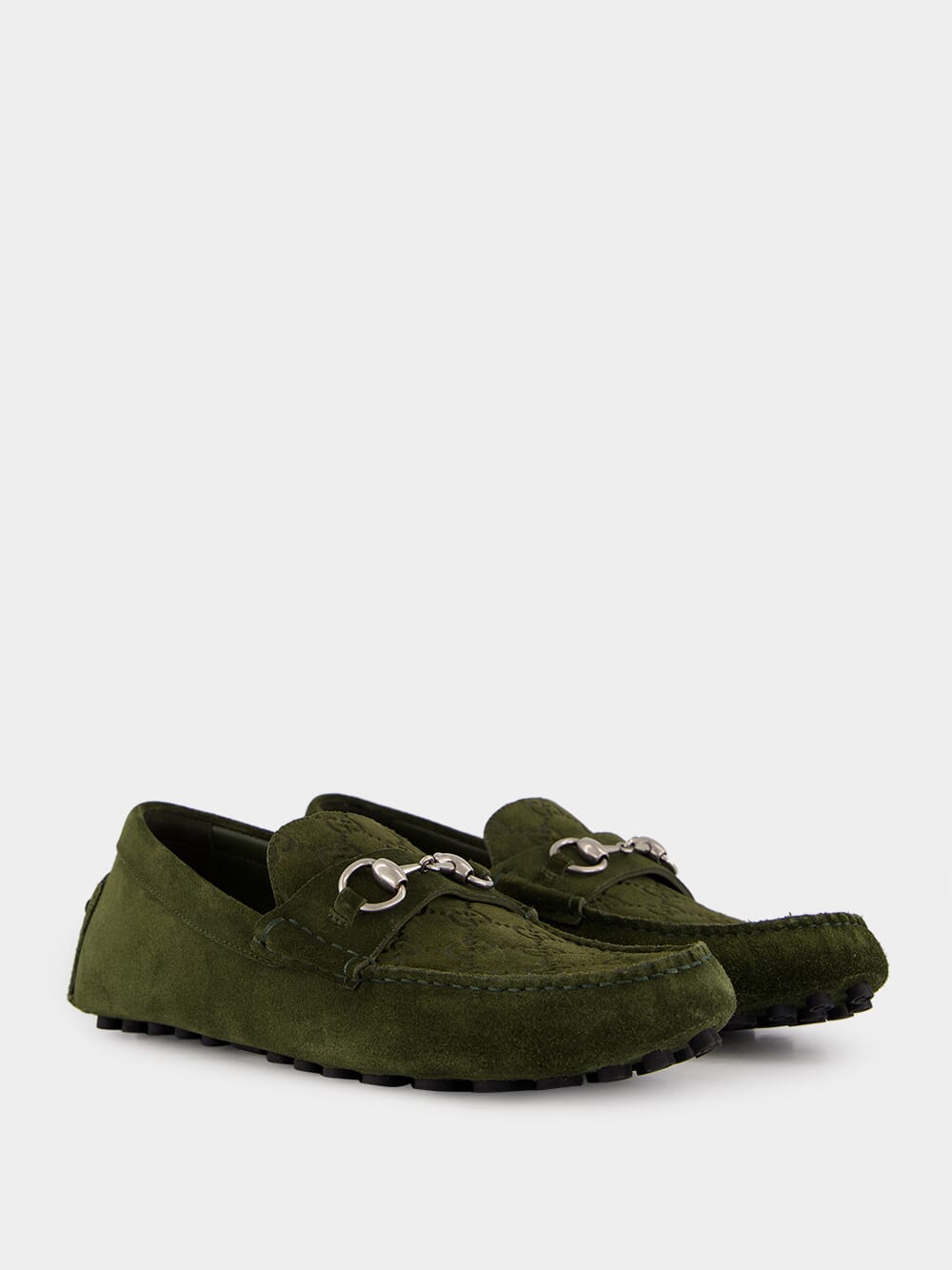 Dark Green Suede Horsebit Driver