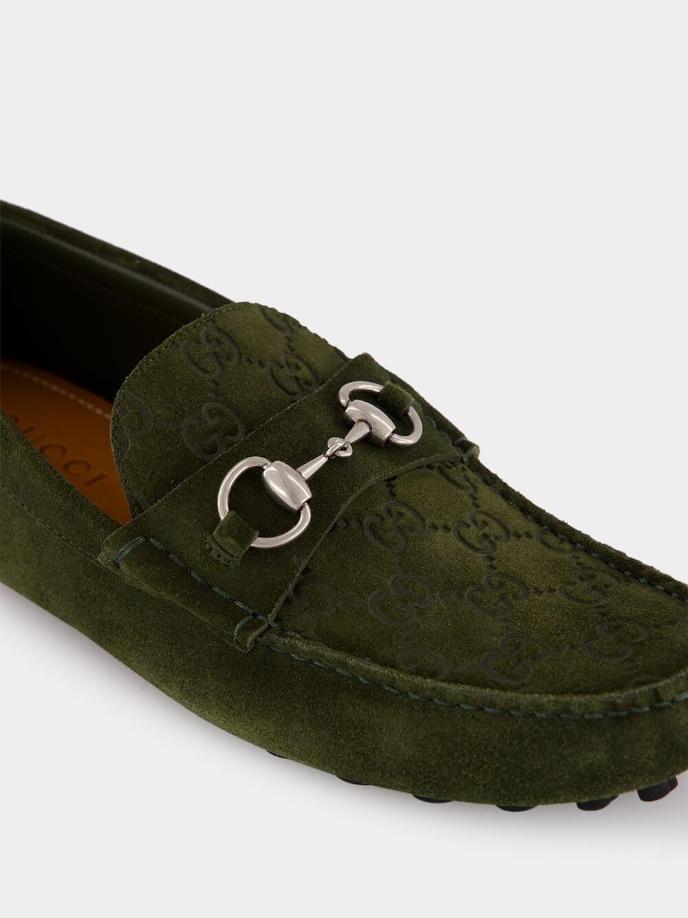 Dark Green Suede Horsebit Driver