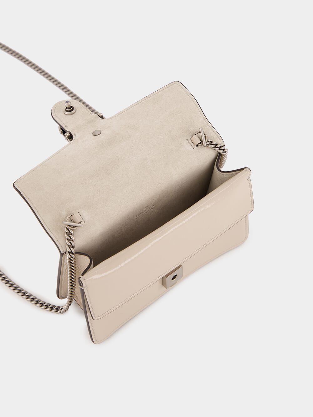 Light Grey Patent Dionysus Super Mini Bag