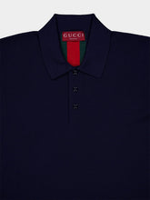 Gucci Navy Cotton Polo Shirt with Web