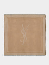 Saint Laurent Beige Cassandre Cashmere Silk Square Scarf