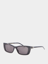 Gucci Shiny Black Rectangular Frame Sunglasses