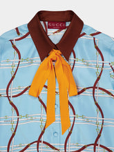 Gucci Blue Horsebit Silk Shirt