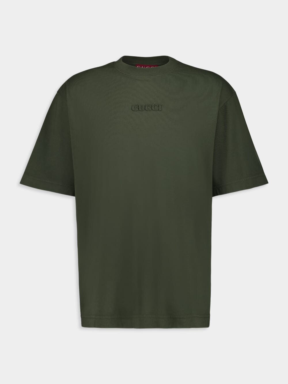 Dark Green Embroidered Cotton Jersey T-Shirt