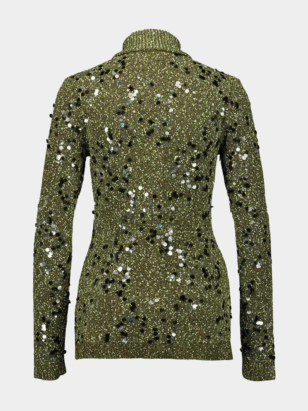 Dark Green Tweed Blend Polo Cardigan