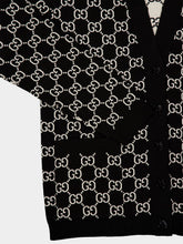 Gucci Black and White Reversible GG Wool Cardigan